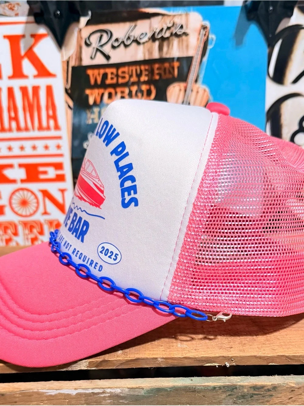 Unbranded Pink & White 'Friends in Low Places' Dive Bar Trucker Hat